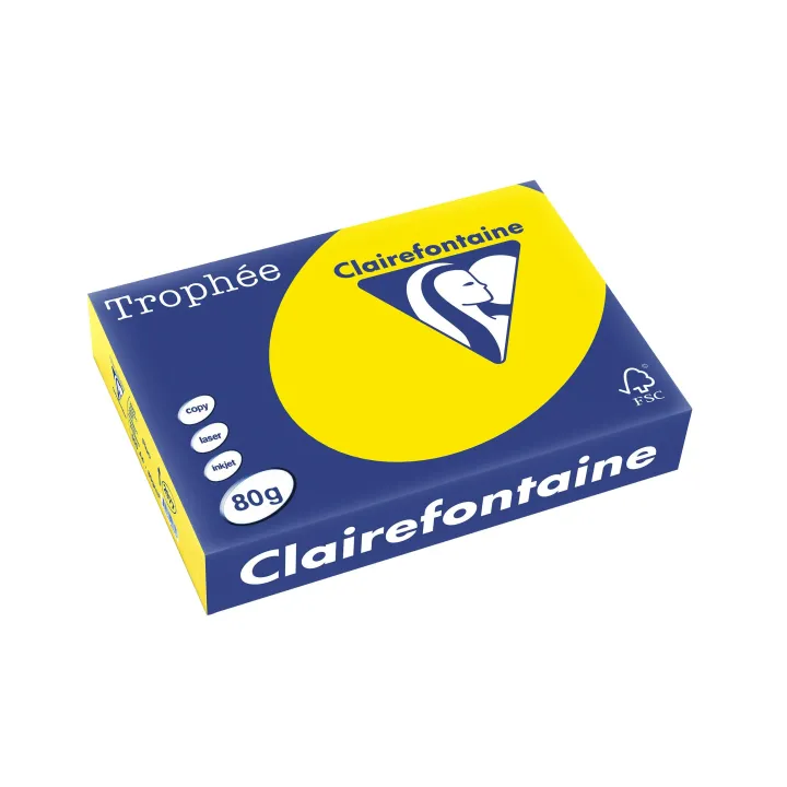 Clairefontaine Papier pour photocopie Trophée A3, 80 g-m², jaune fluo, 500 feuilles