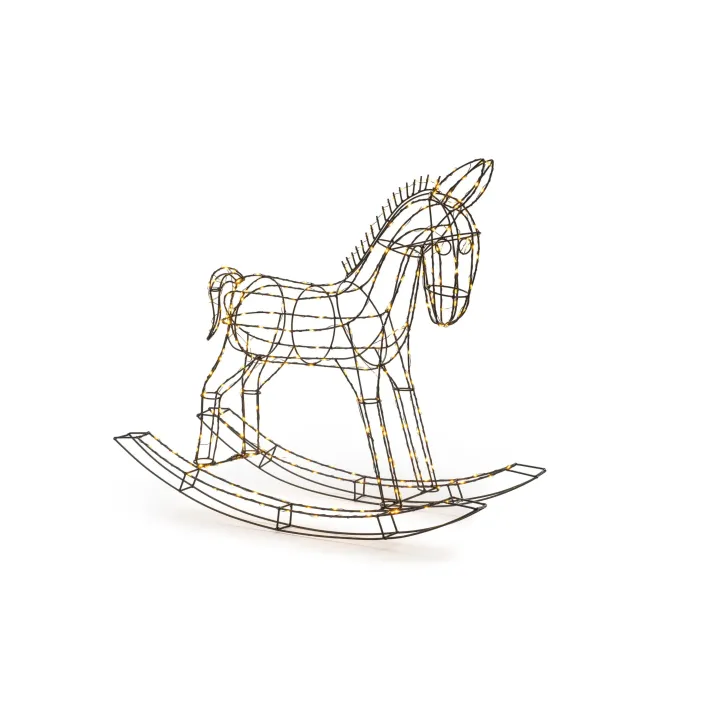 STT Figurine LED cheval, 65 cm, noir