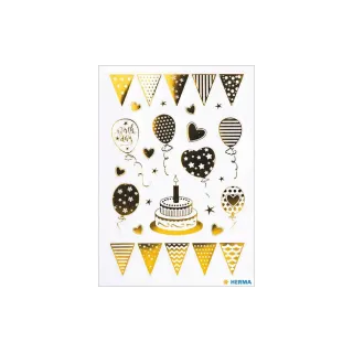 Herma Stickers Autocollant à motif Birthday Party feuille dor, 1 feuille