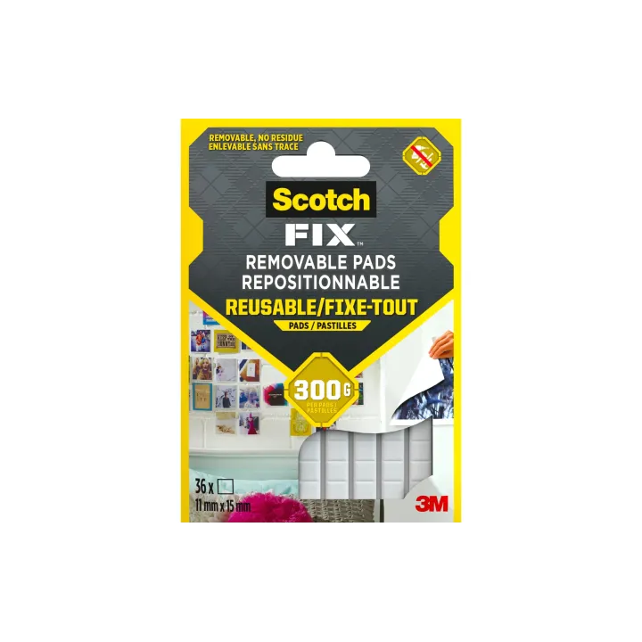 Scotch Tampons adhésifs Scotch-Fix, 11 mm x 15 mm, Blanc