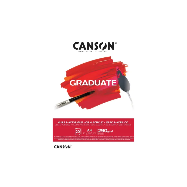 Canson Papier pour peinture à l’acrylique Graduate A4, 20 feuilles