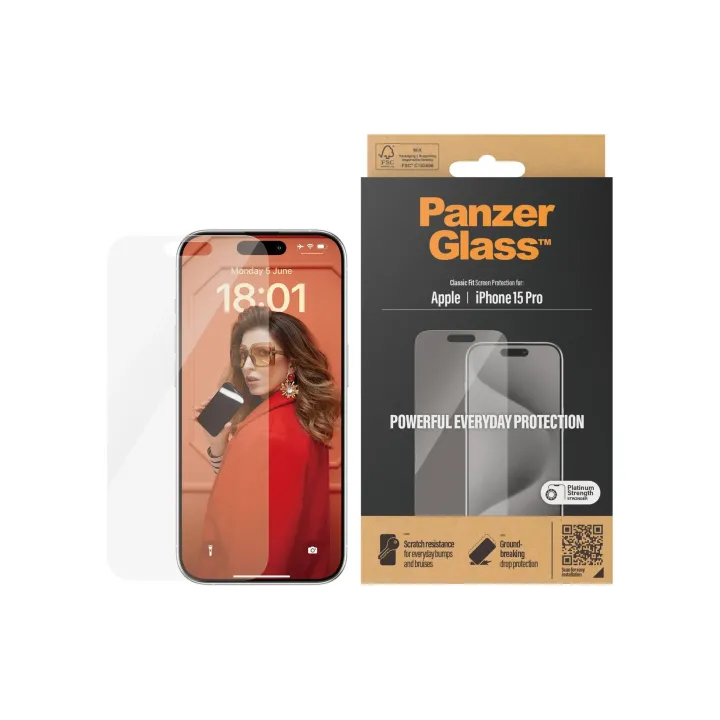 Panzerglass Protection d’écran Classic Fit iPhone 15 Pro