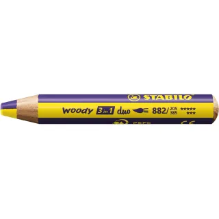 STABILO Crayon gras de couleur Woody 3 in 1 duo Jaune - Violet