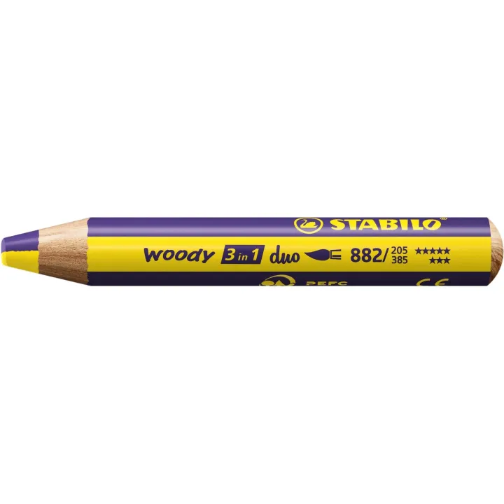 STABILO Crayon gras de couleur Woody 3 in 1 duo Jaune - Violet