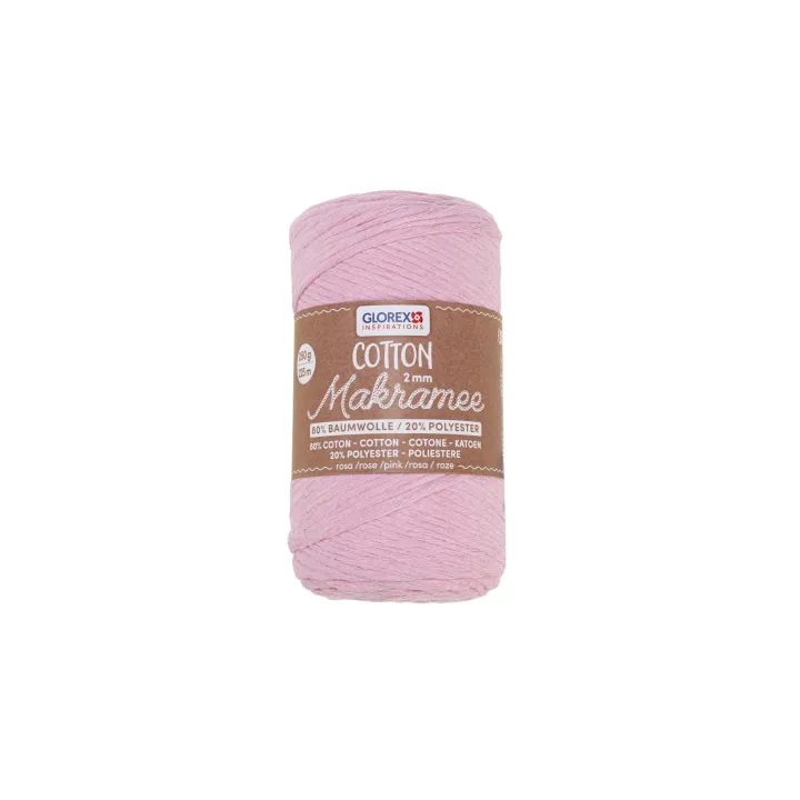 Glorex Laine Macramee Cotton 225m x 2 mm, 250g, rose