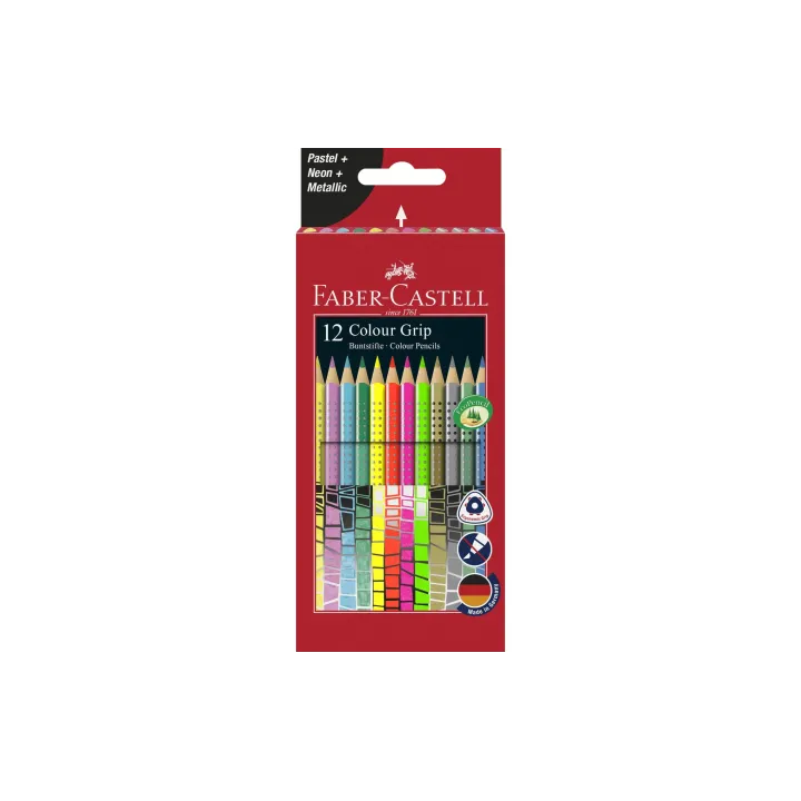 Faber-Castell Crayons de couleur Colour Grip 12 pièces, multicolore