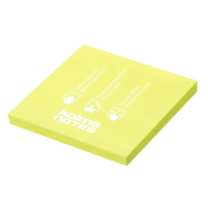 Kolma Fiche de bloc-notes NOTES 76 x 76 mm Jaune, 100 feuilles