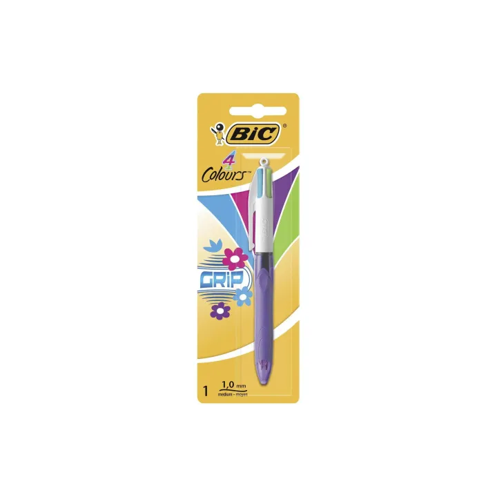 BIC Stylo à bille multicolore 4 Colours Grip Fun 0.4 mm, 1 pièce