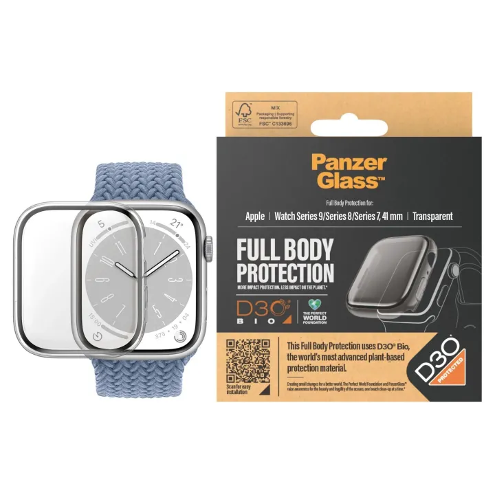 Panzerglass Corps intégral Apple Watch 2023 Series 9 41 mm Transparent