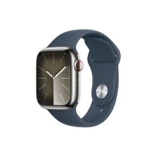 Apple Watch Series 9 41 mm LTE Argent Sport Bleu orage M-L