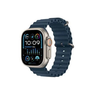 Apple Watch Ultra 2 Natural Titanium Ocean Band bleu