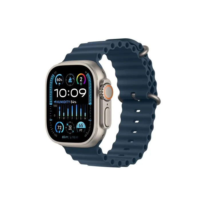 Apple Watch Ultra 2 Natural Titanium Ocean Band bleu