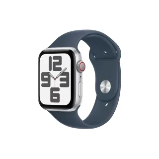 Apple Watch SE 2023 44 mm LTE Alu Argent Sport bleu tempête M-L