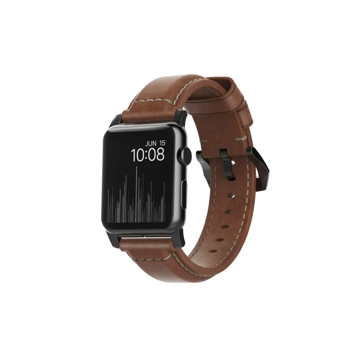 Nomad Bracelet en cuir Traditional Strap Montre Pomme Marron-Noir