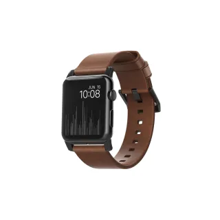 Nomad Bracelet en cuir Modern Strap Montre Pomme Marron-Noir