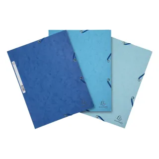 Exacompta Portfolio à ruban élastique Kit Aquarel 3 pièces Bleu-Bleu clair-Turquoise