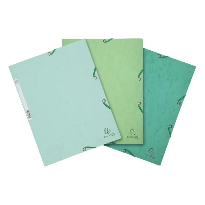 Exacompta Portfolio à ruban élastique Kit Aquarel 3 pièces Vert-Vert clair-Vert tilleul