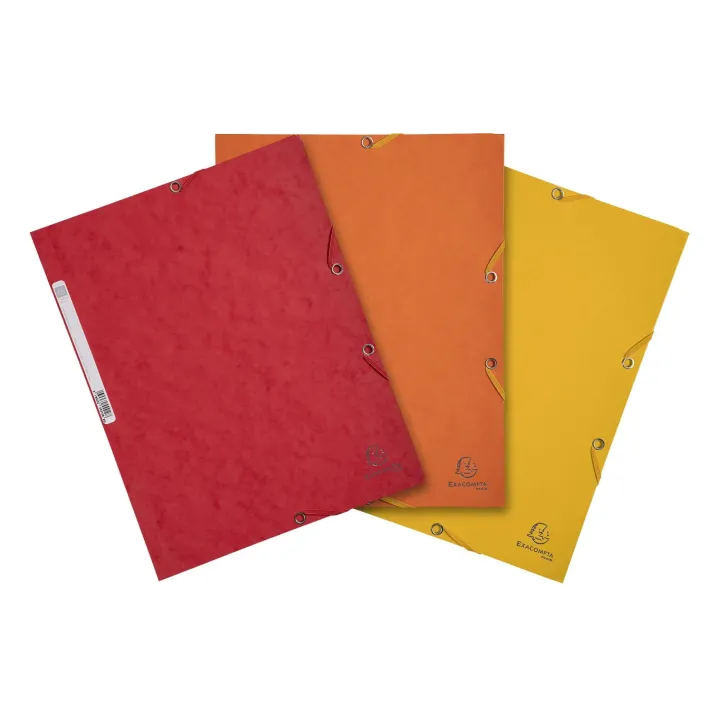 Exacompta Portfolio à ruban élastique Kit Aquarel 3 pièces Jaune-Rouge-Orange