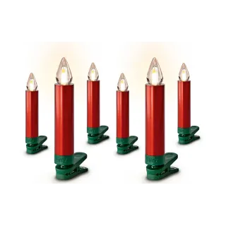 Lumix Bougie à LED pour sapin SuperLight Flame, Rouge, set de 6