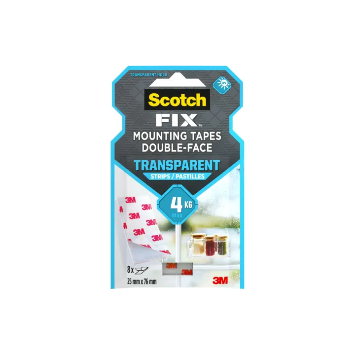 Scotch Bande de montage Scotch-Fix, 25 mm x 76 mm, Transparent