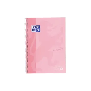 Oxford Bloc-notes School Touch A4+, quadrillé, rose pastel