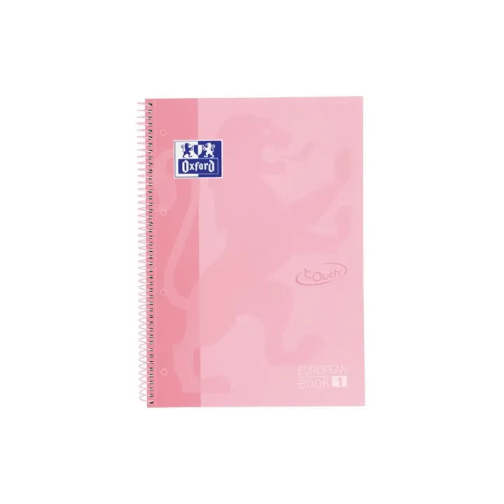 Oxford Bloc-notes School Touch A4+, quadrillé, rose pastel