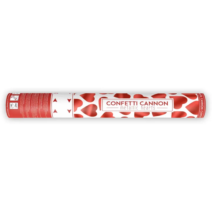 Partydeco Décoration à éparpiller Canon à confettis Coeurs rouge, 40 cm