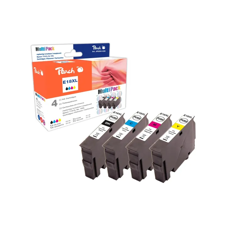 Peach Kits d’encre Epson T1811-T1814 BK, C, M, Y