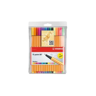 STABILO Fineliner point 88 15 pièces, multicolore