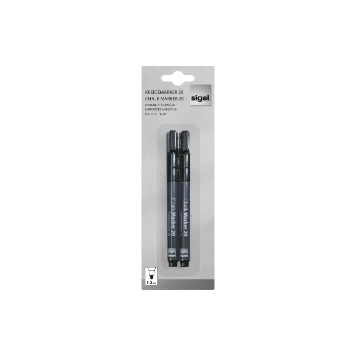 Sigel Marqueur craie liquide 20 Pointe ronde, Noir