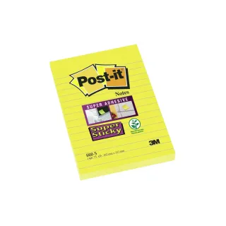 Post-it Fiche de bloc-notes Post-it Super Sticky 15,2 x 10,2 cm Jaune