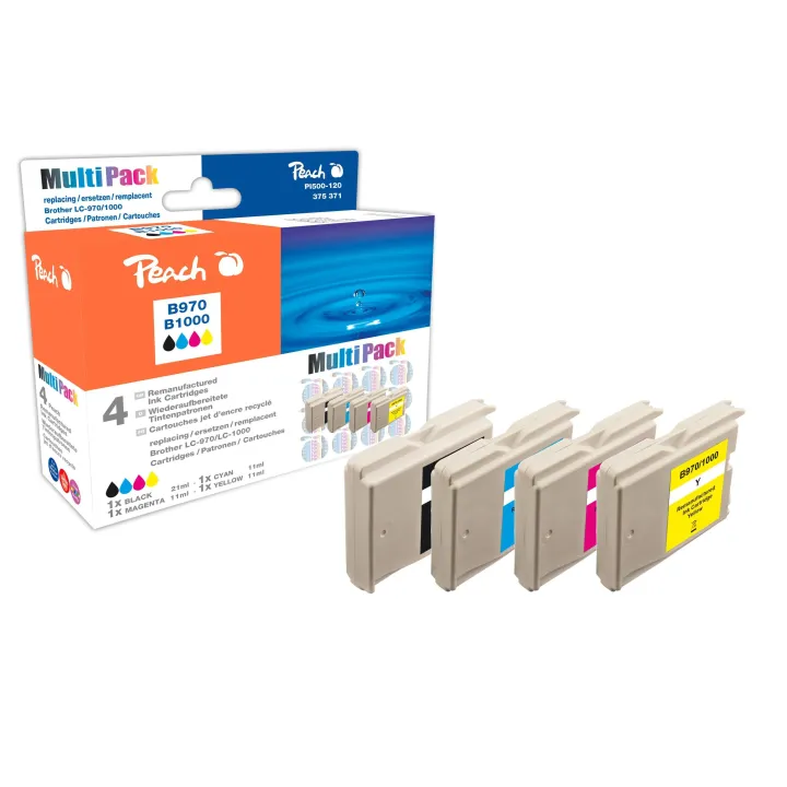 Peach Kits d’encre Brother LC-1000-970 XL BK, C, M, Y