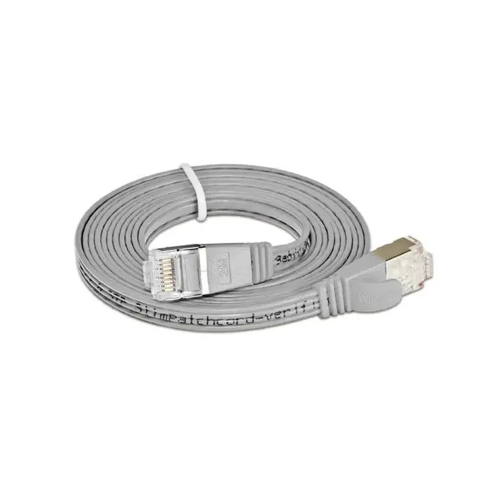 SLIM Câble patch slim RJ-45 - RJ-45, Cat 6, STP, 0.75 m, Gris