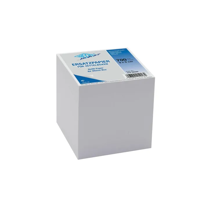 WEDO Fiche de bloc-notes Box 9 x 9 cm Papier de remplacement blanc