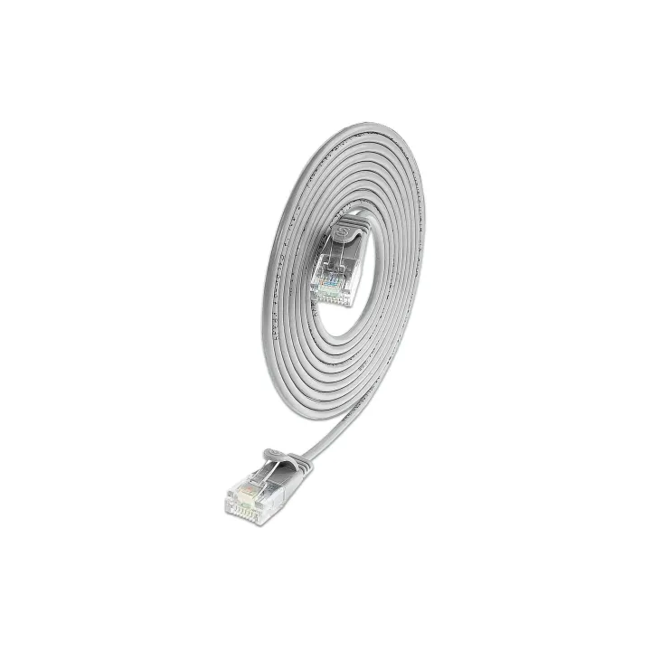 SLIM Câble patch slim RJ-45 - RJ-45, Cat 6, UTP, 7.5 m, Gris