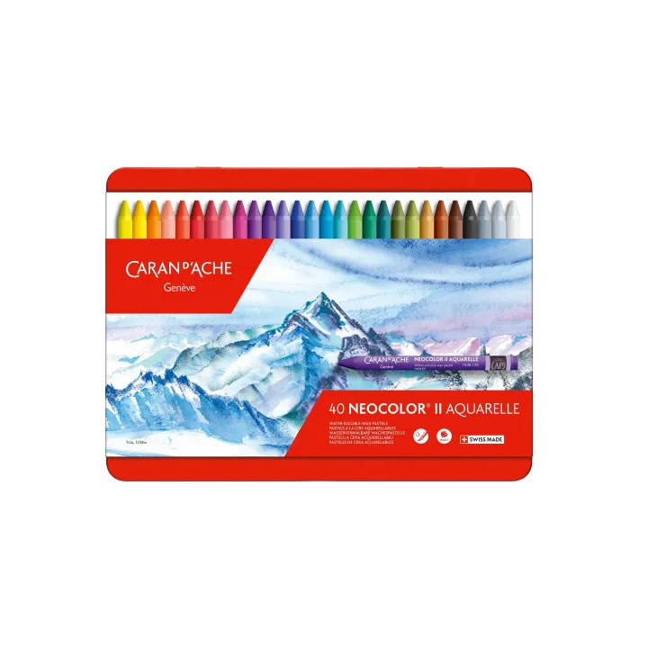 Caran dAche Crayon gras de couleur Neocolor 2 aquarellable, 40 pièces