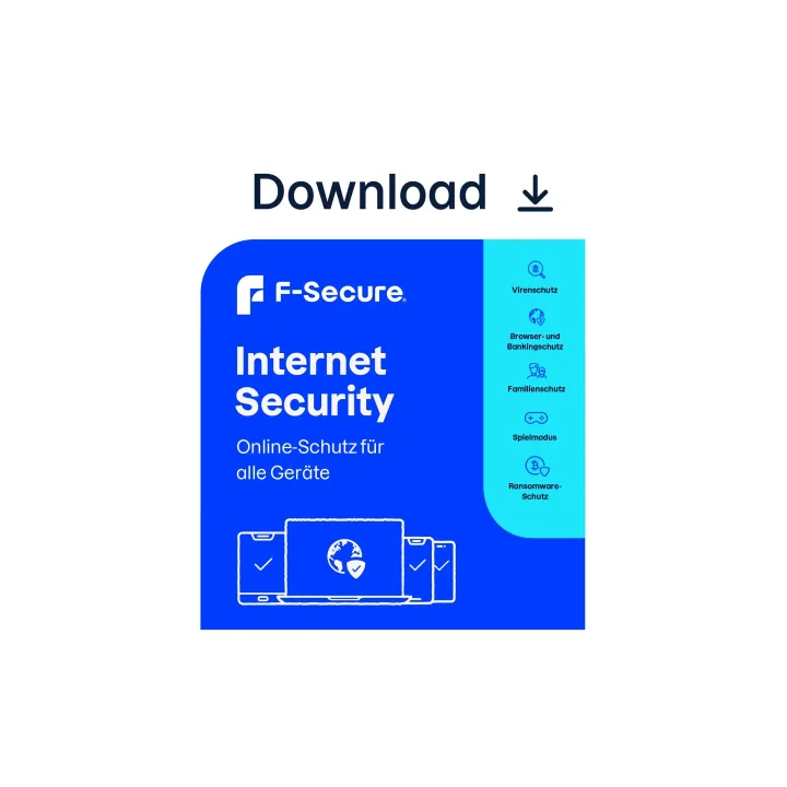 F-Secure Internet Security ESD, version complète, 5 appareils, 1 an