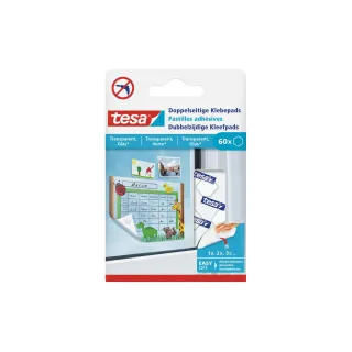 tesa Pastilles autocollantes double-face pour surfaces transparentes