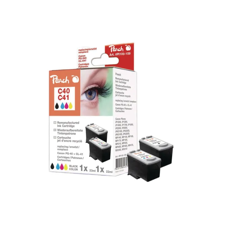 Peach Kits d’encre Canon PG-40 - CL-41 BK, C, M, Y