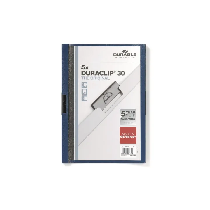 DURABLE Chemises à clip Duraclip 30 A4 5 x Bleu