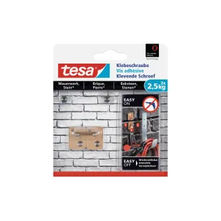 tesa Vis adhésive 2.5 kg pour murs + pierre, rectangulaire