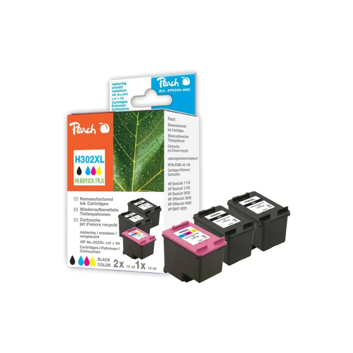 Peach Kits d’encre HP Nr. 302XL (F6U68A-F6U67A)