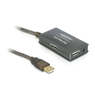 Delock Câble de prolongation USB 2.0 avec HUB à 4 ports USB A - USB A 10 m