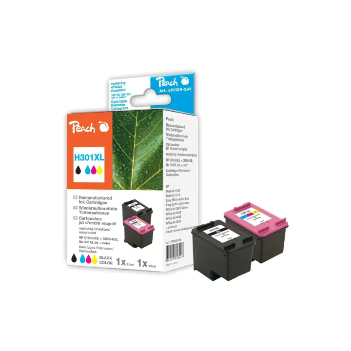 Peach Kits d’encre HP Nr. 301XL (CH563EE-CH564EE) BK, C, M, Y