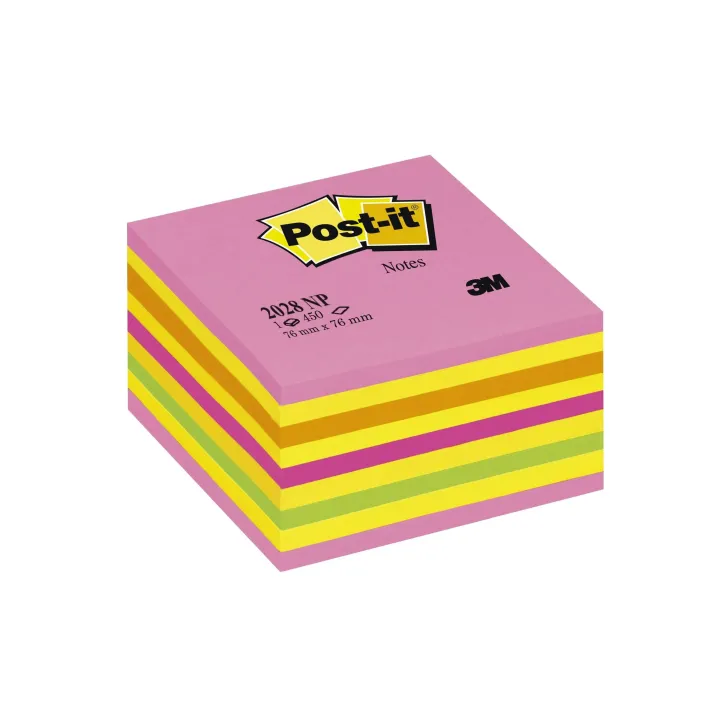 Post-it Fiche de bloc-notes Post-it 7,6 x 7,6 cm Cube Couleur