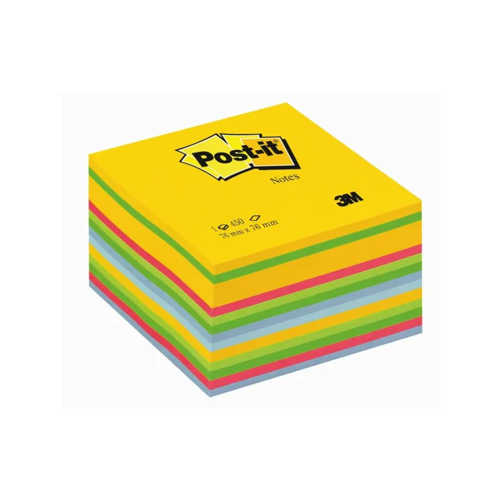 Post-it Fiche de bloc-notes Post-it 7,6 x 7,6 cm Cube Couleur