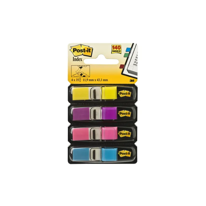 Post-it Marque-page Index Jaune-Violet-Rose-Bleu, 4 Pièce-s