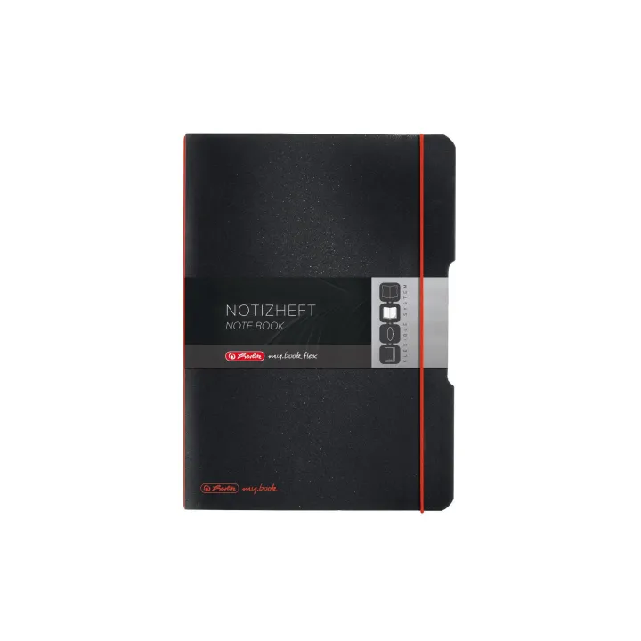 Herlitz Carnet de notes my.book flex A5, À carreaux, Rouge-Noir