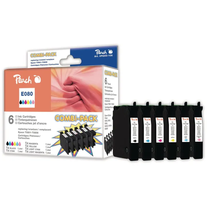 Peach Kits d’encre Epson T0807 BK, C, M, Y