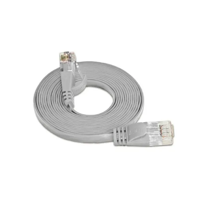 SLIM Câble patch slim RJ-45 - RJ-45, Cat 6, UTP, 0.1 m, Gris